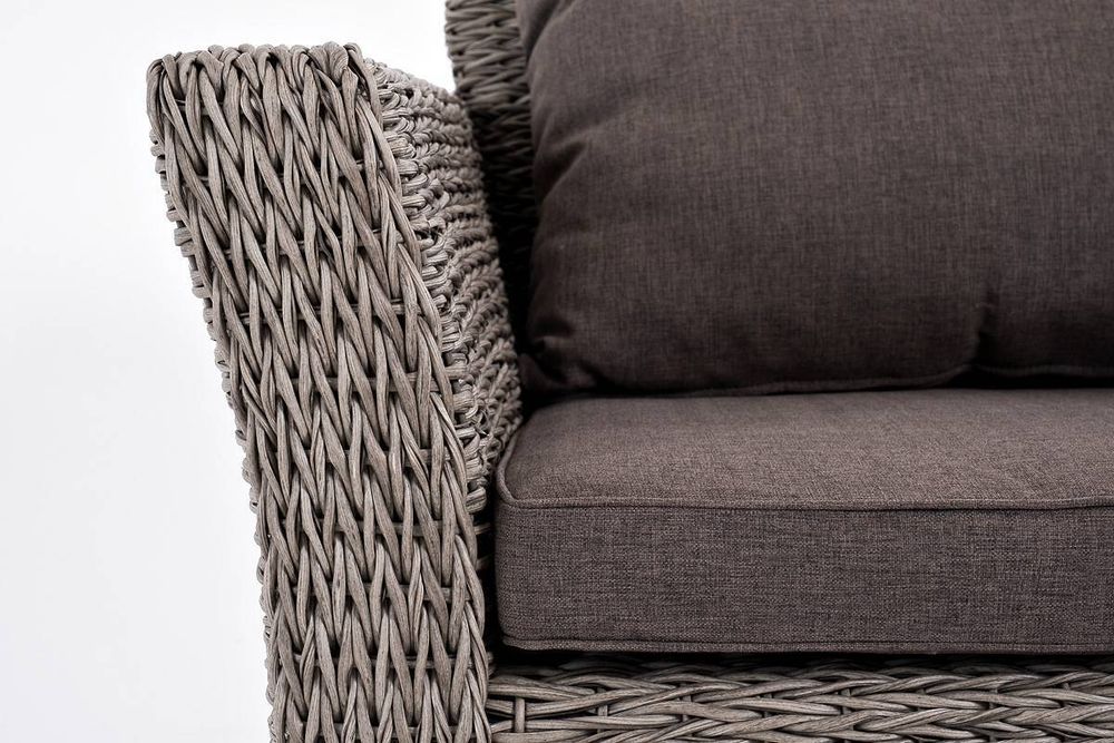 "Капучино сингл" лаунж-зона из искусственного ротанга (гиацинт), цвет серый