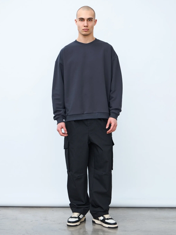 Свитшот оверсайз, без начеса (графит)