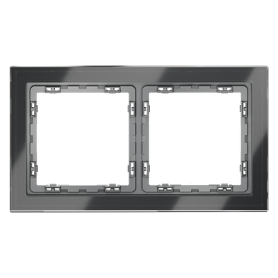 Рамка стеклянная VOLTUM S70 на 2 поста, (графит, стекло)