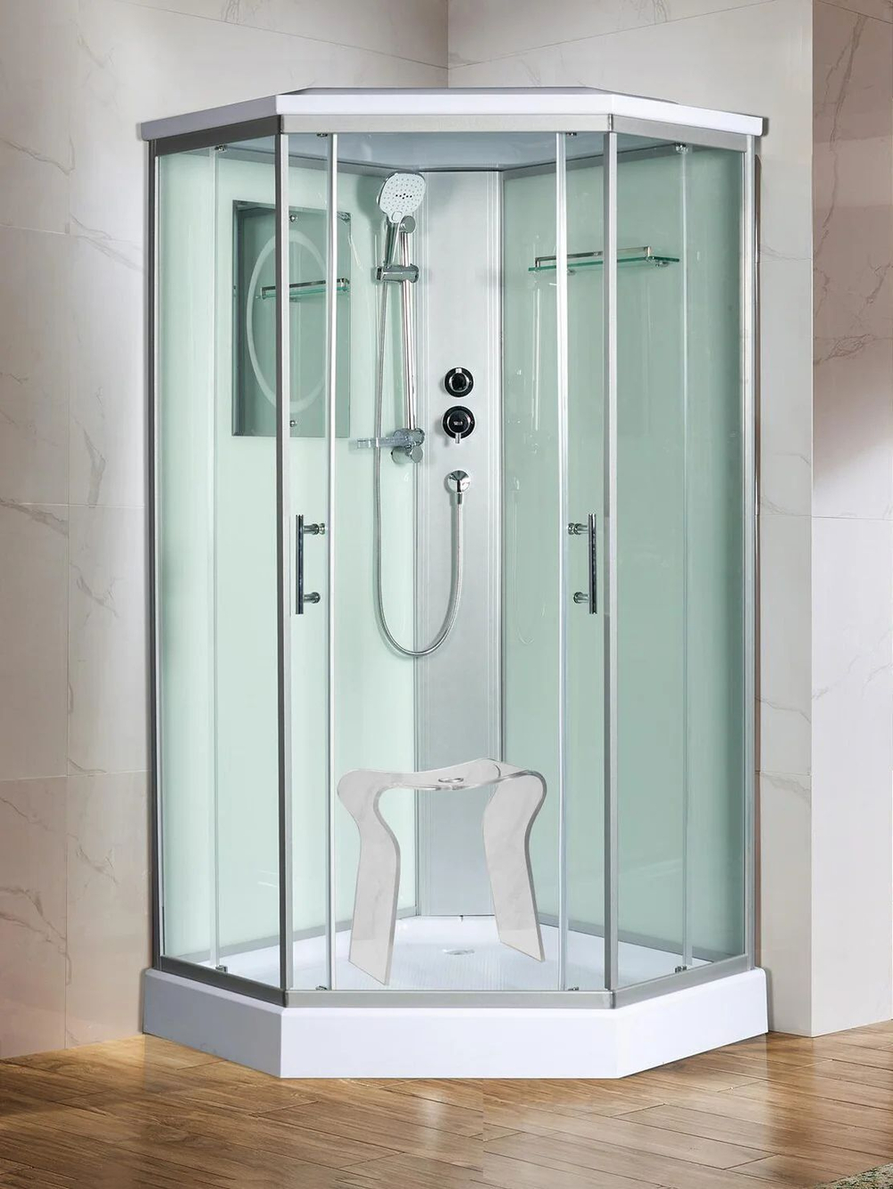 Душевая кабина WeltWasser  WW500 NESSE  902 90х90 см,  прозрачное стекло, поддон низкий