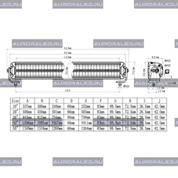Балка Aurora 50" комбинированного белого света ALO-P-D10-50-R14Y-AW