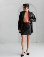 Жакет OVER из эко-кожи темно-коричневый