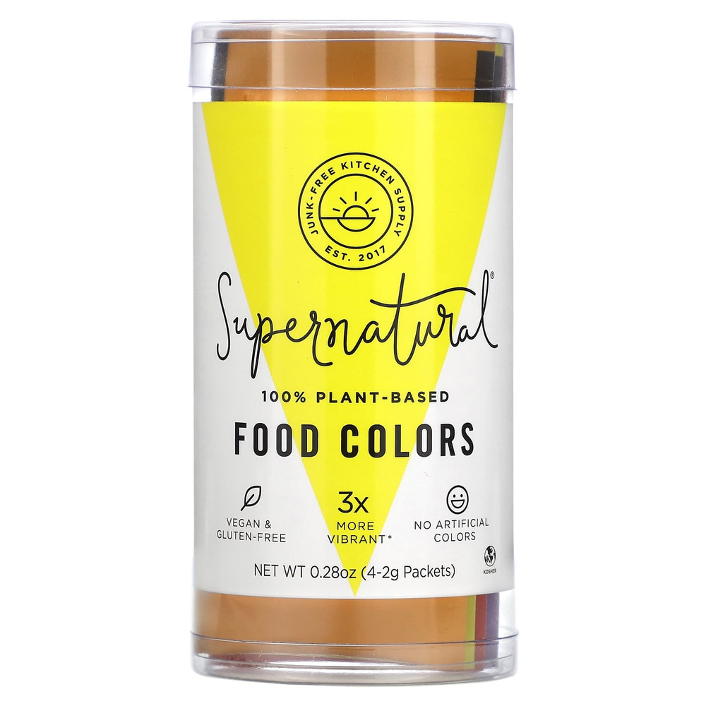 Supernatural Kitchen, Пищевые красители на 100% растительной основе, 4 пакетика по 2 г (0,28 унции)
