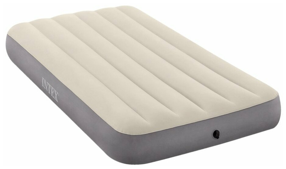 Мaтрас нaдувной Intex 64101 Deluxe Twin 99х191х25 см / Крoвать нaдувная Интeкс односпальная велюровая для дома и туризма