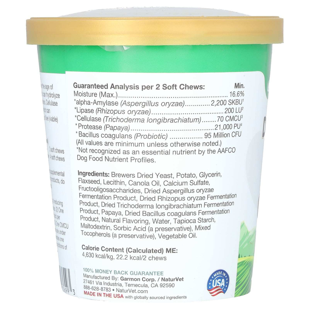 NaturVet, Пищеварительные ферменты, пре- и пробиотики, 70 мягких жевательных таблеток, 5,9 унц. (168 g)