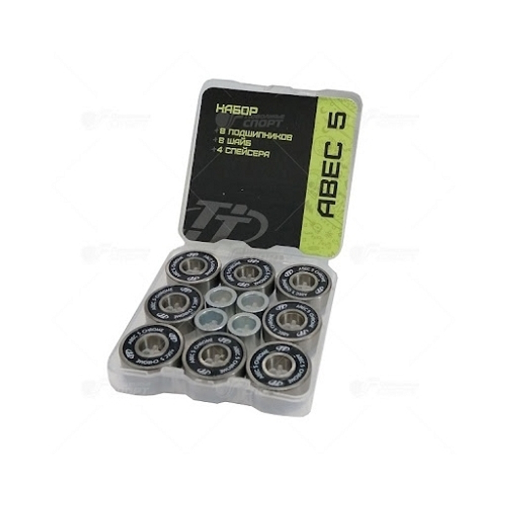 Подшипники 608RS, ABEC- 5, 8 шт.+8 шайб+4 спейсера. В пластиковой коробке ABEC-5 skate