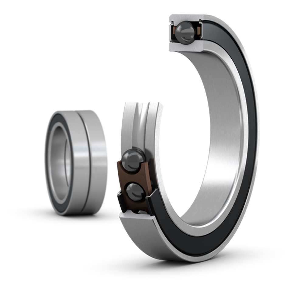 Matched set of two super-precision, high-speed E design, single row angular contact ball bearings with seals S71920 ACE/HCP4ADGA