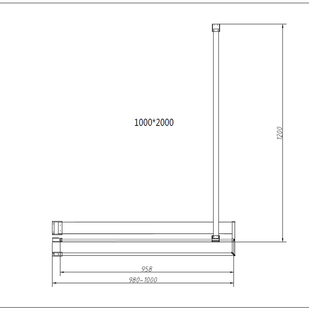 Душевая перегородка Walk-In HR VSW-4HR100CLG, 1000*2000, брашированное золото, стекло прозрачное