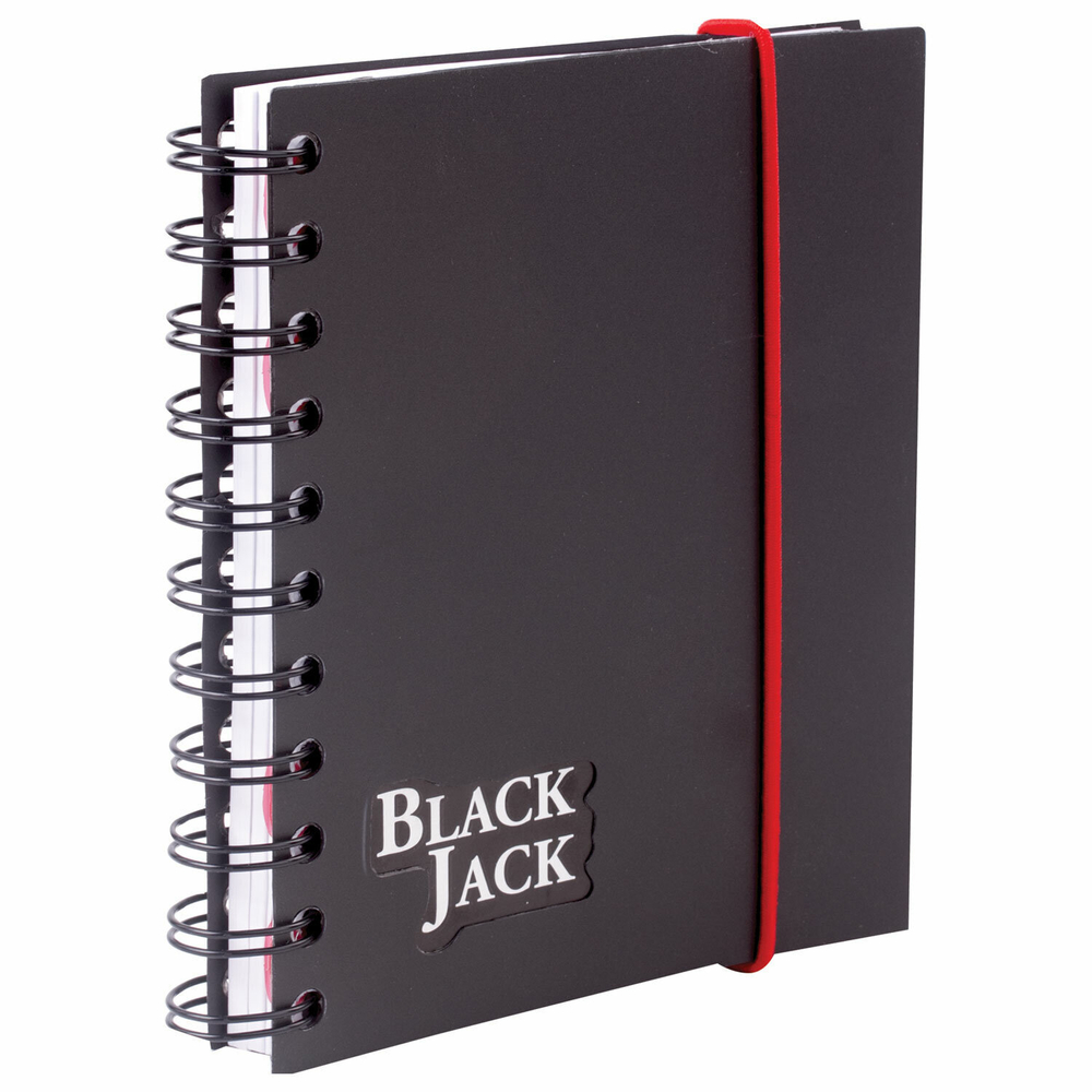 Блокнот малый ФОРМАТ А6 105х148 мм 150 л. гребень пластик клетка BRAUBERG "Black Jack" (2 штуки в упаковке)