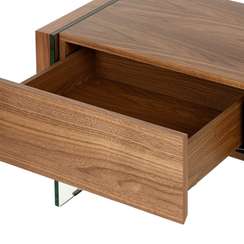 Прикроватная тумба Somerset 58x40 см, шпон ореха, стеклянные ножки