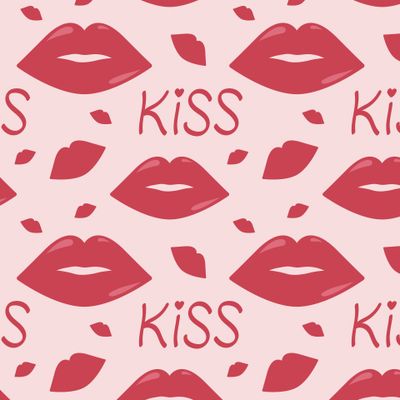 Красные губы и слово kiss