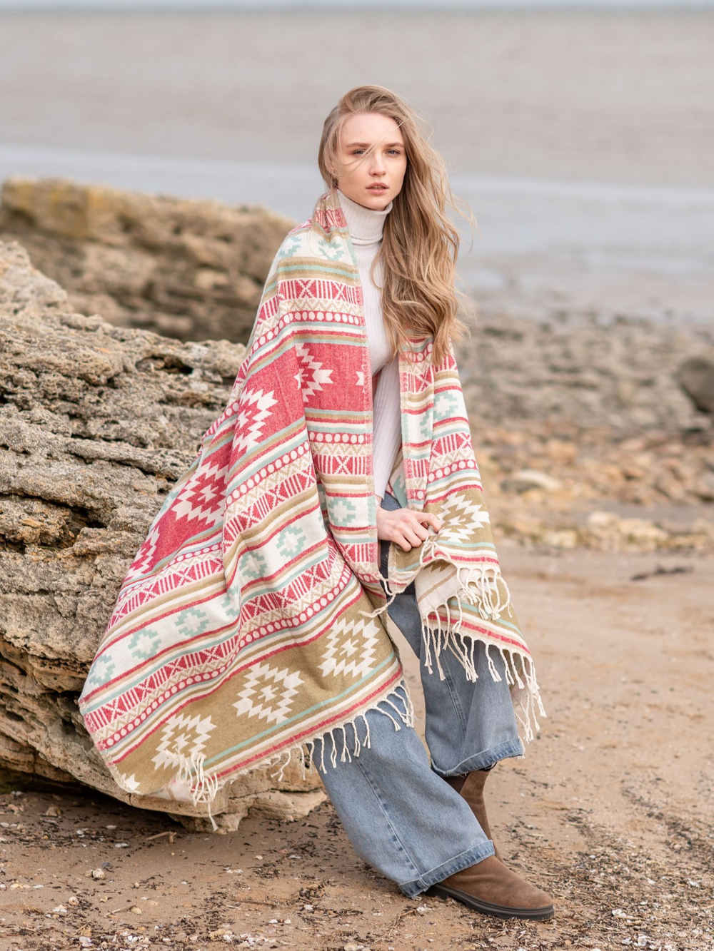 Шарф теплый с орнаментом Сканди