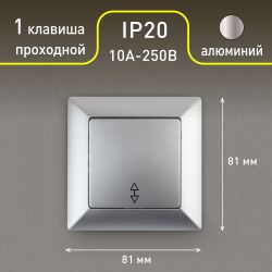 Переключатель Intro Solo 4-103-03 одноклавишный 10А-250В, IP20, СУ, алюминий