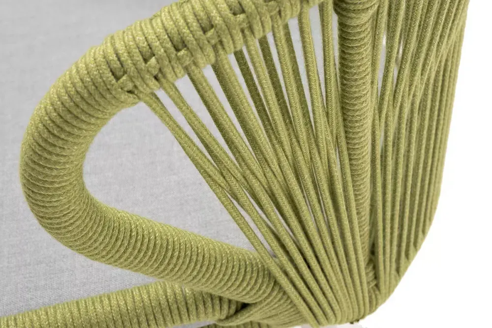 "Милан" стул плетеный из роупа, каркас алюминий светло-серый (RAL7035) муар, роуп салатовый меланж круглый, ткань светло-серая