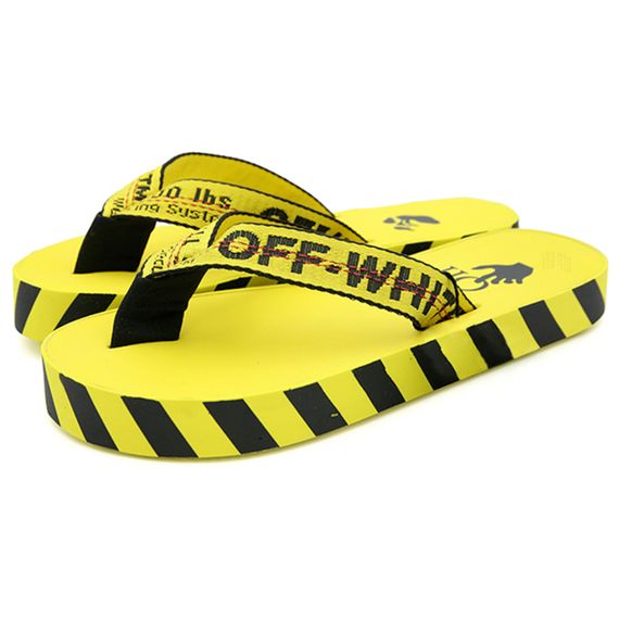 Off-White Diagonal Stripe Slide 'Yellow Black'