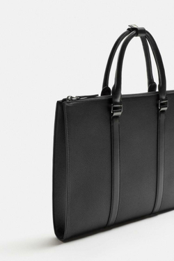 ZARA ПЛОСКИЙ ПОРТФЕЛЬ С ТИСНЕНИЕМ, ЧЕРНЫЙ