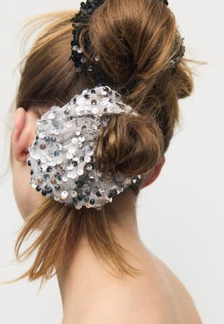 STRADIVARIUS Набор из 2 резинок для волос с пайетками, серый