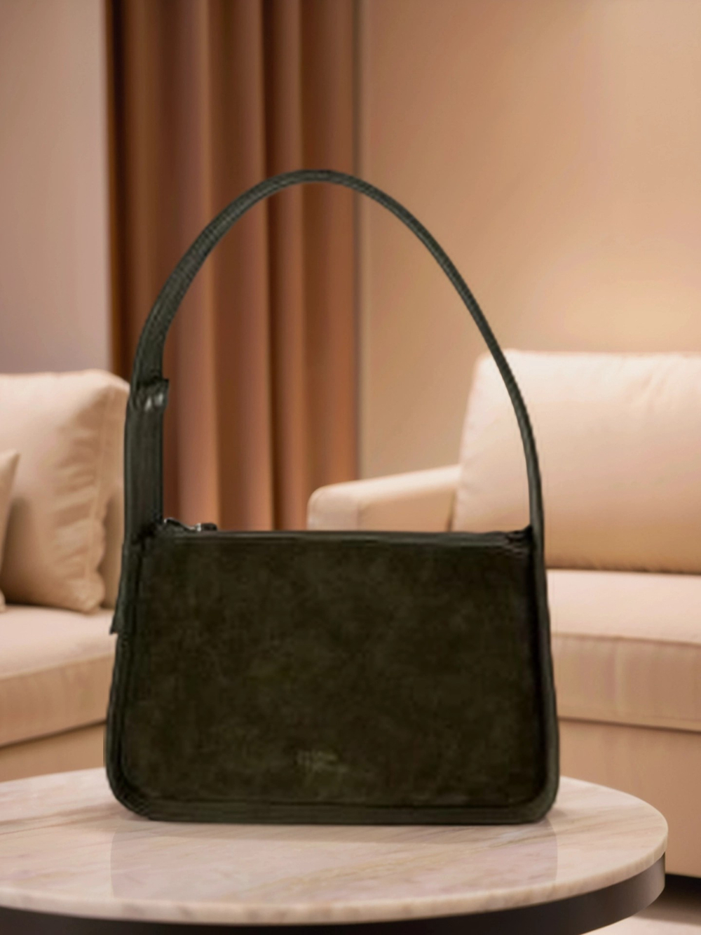Louis Lefevre Сумка женская натуральная кожа замша через плечо багет зеленая