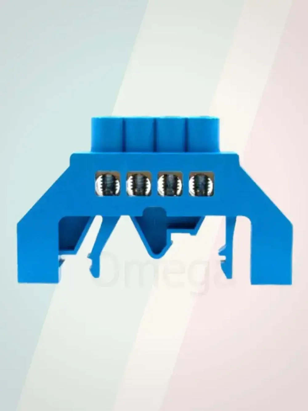 Шина нулевая/заземления 6х9 в изоляторе на дин-рейку (DIN), 4 контакта, синий, 1шт.