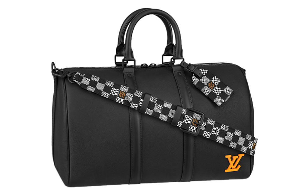 LOUIS VUITTON Keepall Leather Handbag Travel Bag Men"s