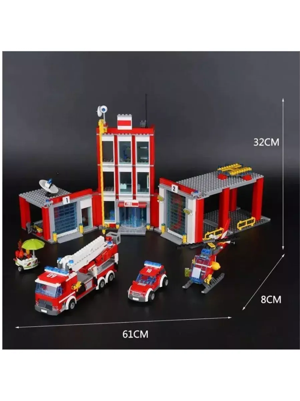 Конструктор Сити Пожарная часть 1068 деталей 82312
