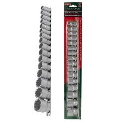 Набор головок 16пр.1/2''(12гр.)(10-19,21,22,24,27,30,32мм) на планке RockForce##Rock FORCE RF-4161-9