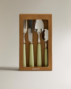 Zara Home набор столовых приборов из нержавеющей стали, цвет зелёный, 22 см