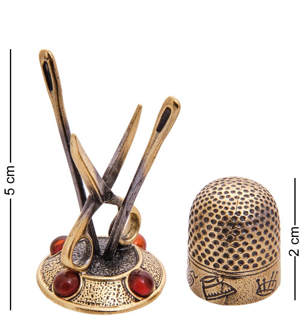 AM-3562 Наперсток с подставкой (латунь, янтарь)