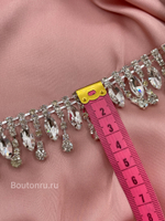 Бахрома стразы лодочка в серебре 3 см