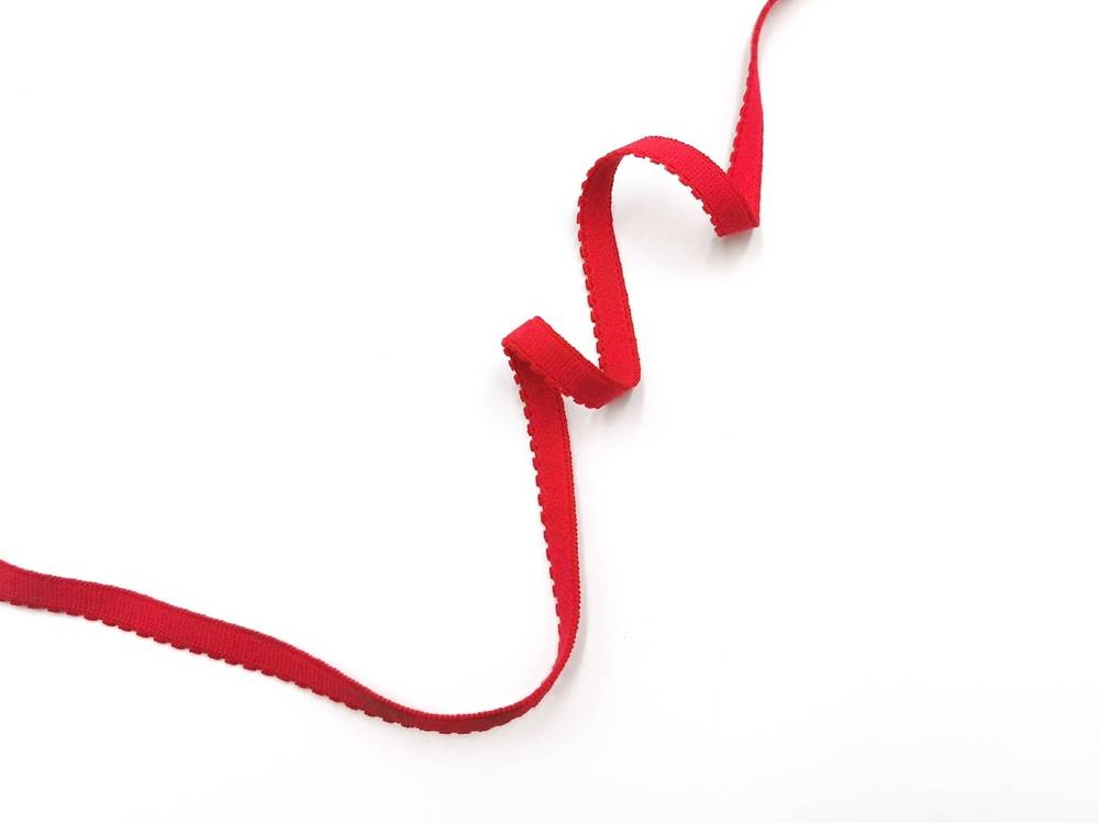 Отделочная резинка с фестонами, 8 мм, красный, Турция, (Арт: OTR605/8-100), м