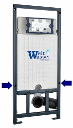 Унитаз подвесной WeltWasser MARBERG 507 + SALZBACH 043 MT-BL + MAR 507 RD-CR черный матовый, безободковый, с крышкой микролифт, слив торнадо, с инсталляцией и кнопкой хром