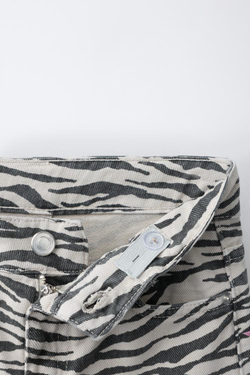 ZARA ДЖИНСЫ WIDE LEG С ПРИНТОМ «ЗЕБРА», СЕРЫЙ МЕЛАНЖ