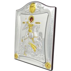 Георгий Победоносец. Икона в окладе.