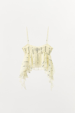 ZARA ТОП С ВОЛАНАМИ И ПАЙЕТКАМИ, СВЕТЛО-ЖЕЛТЫЙ