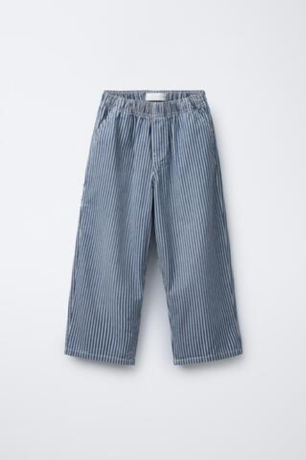 ZARA БРЮКИ В КОНТРАСТНУЮ ПОЛОСКУ, СИНИЙ