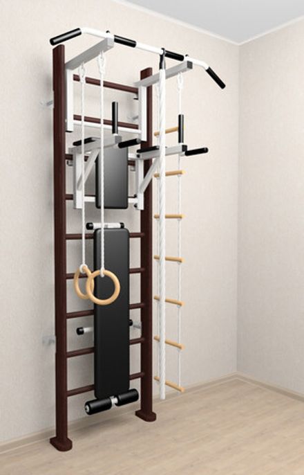 Деревянная шведская стенка Sv Sport 906в (Турник стандарт/Брусья/Скамья/Канат/Kольца/Лестница)