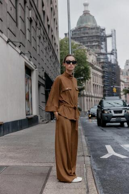 ZARA ШИРОКИЕ БРЮКИ ПОД ЗАМШУ, СВЕТЛО-КОРИЧНЕВЫЙ