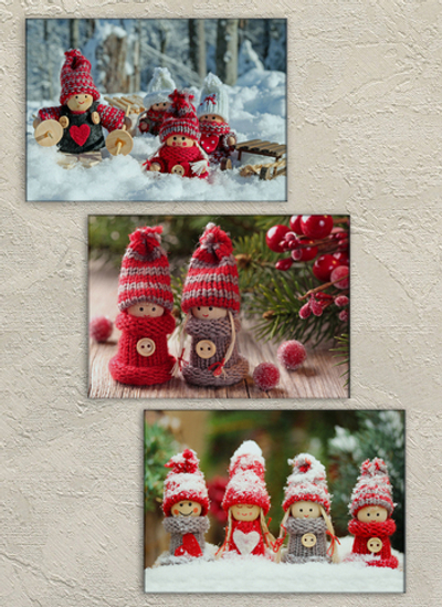 Картина на стекле, Трёхмодульная картина на стену Рождественские куклы Декор для дома, подарок