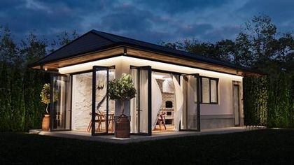 Проект беседки, совмещенной с интерьером дома