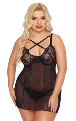 Ночная сорочка и стринги SoftLine Collection Cornelia черная XXL