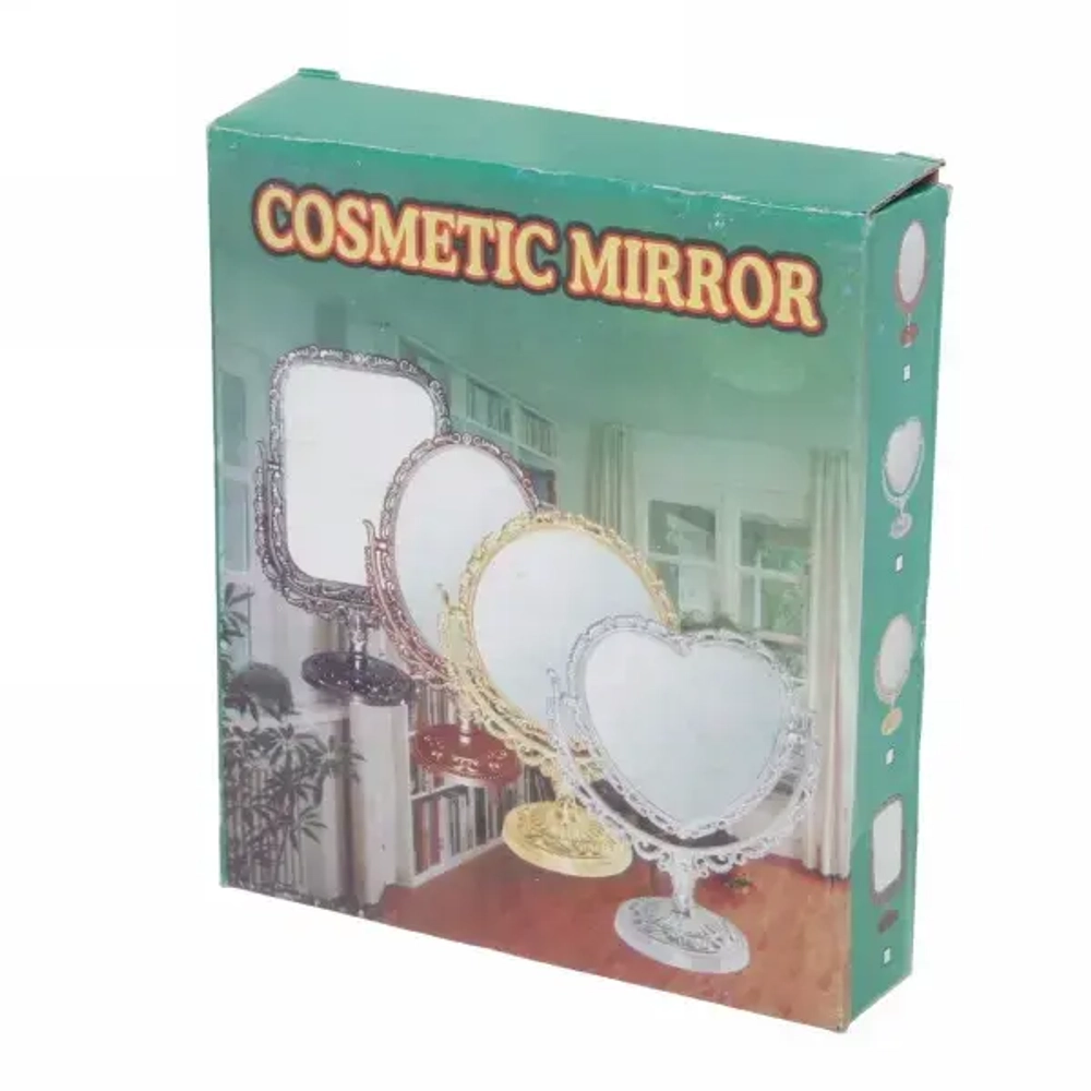 Зеркало настольное в пластиковой оправе «Версаль - Сердце», цвет серебро, двухстороннее, с увеличением, 21см