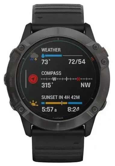 Умные часы Garmin Fenix 6X Pro Solar титановый DLC, серый/черный
