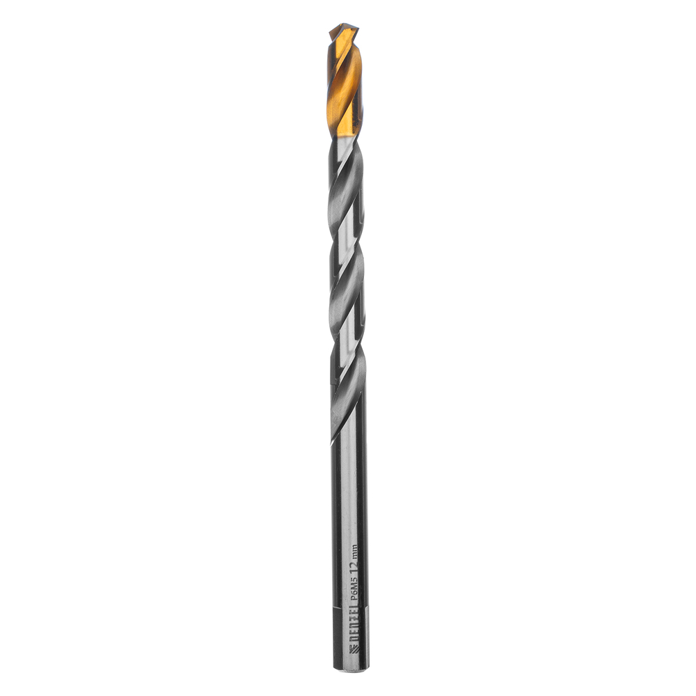 Сверло спиральное по металлу 12 x 205 мм, Р6М5, Golden Tip, удлиненное Denzel