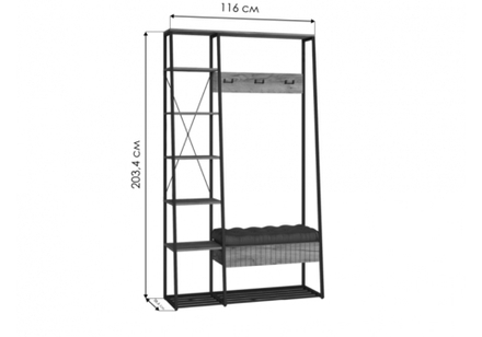 Прихожая Woodville Гранд 15.124 дуб крафт табачный, кожзам HOLST Black