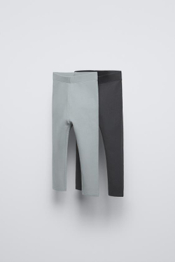 ZARA НАБОР ИЗ ДВУХ ОДНОТОННЫХ ЛЕГИНСОВ, АНТРАЦИТОВО-СЕРЫЙ
