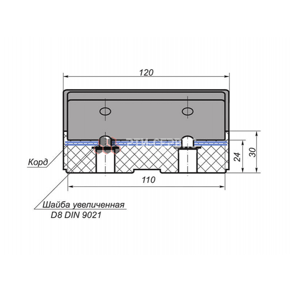 Резиновая накладка (РТИ-СЕРВИС 1017К) для подъемников "Peak", "AE&T", "AMGO", "Avik", "СтанкоИмпорт", "Fagihi", кордированная