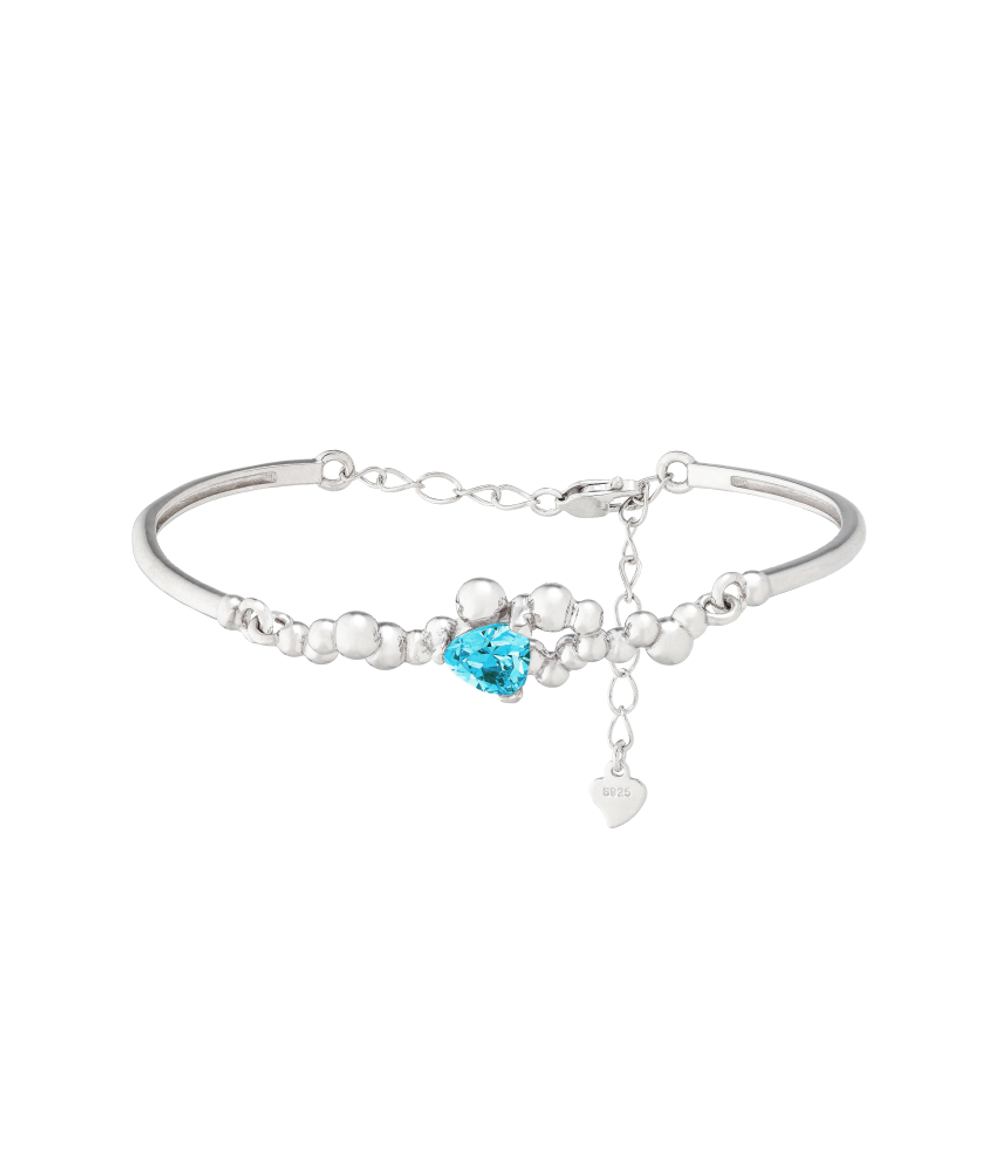 Браслет из серебра со вставкой из фианитов цвета параиба