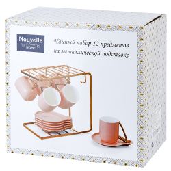 Чайный набор на металлической подставке 12пр. "5th Avenue. Alissa" (6 персон) v=280 мл (подарочная