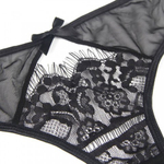 Пояс для чулок с ремешками и трусики Flower&bow, черные, XL-2XL