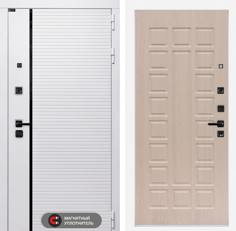 Дверь входная Лабиринт ROYAL 04 Беленый дуб металлическая